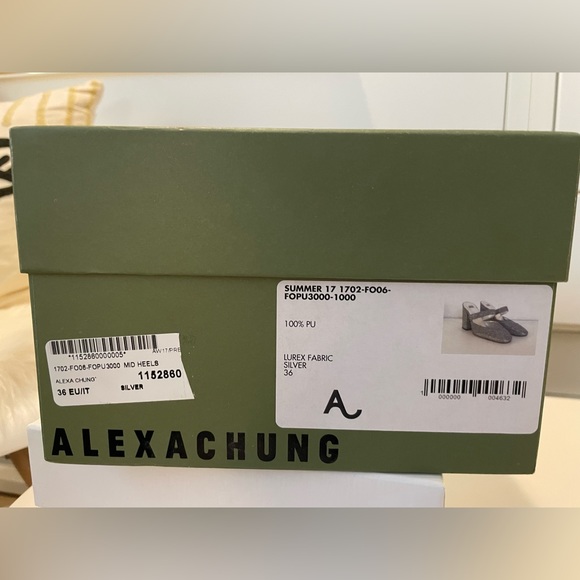 NIB Alexa Chung Block-heel lamé mules - silver - Picture 9 of 10